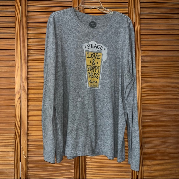 Life is Good Beer Graphic Gray Long Sleeve Tee Peace, Love & Hoppiness‎ Size XL - Picture 2 of 11